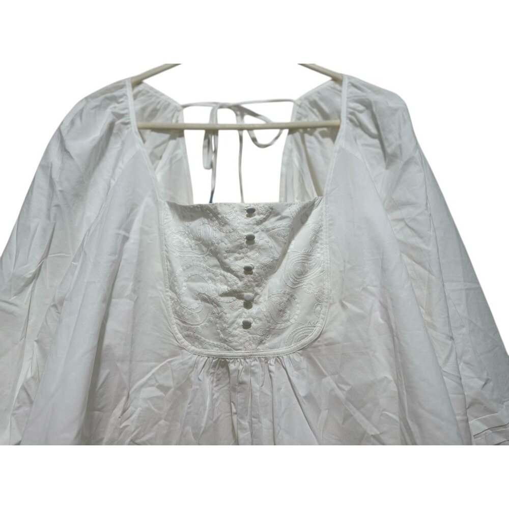 Maurices Lace Babydoll Blouse Womens 1X White Ballon Sleeves Cottagecore Peasent - Picture 8 of 16